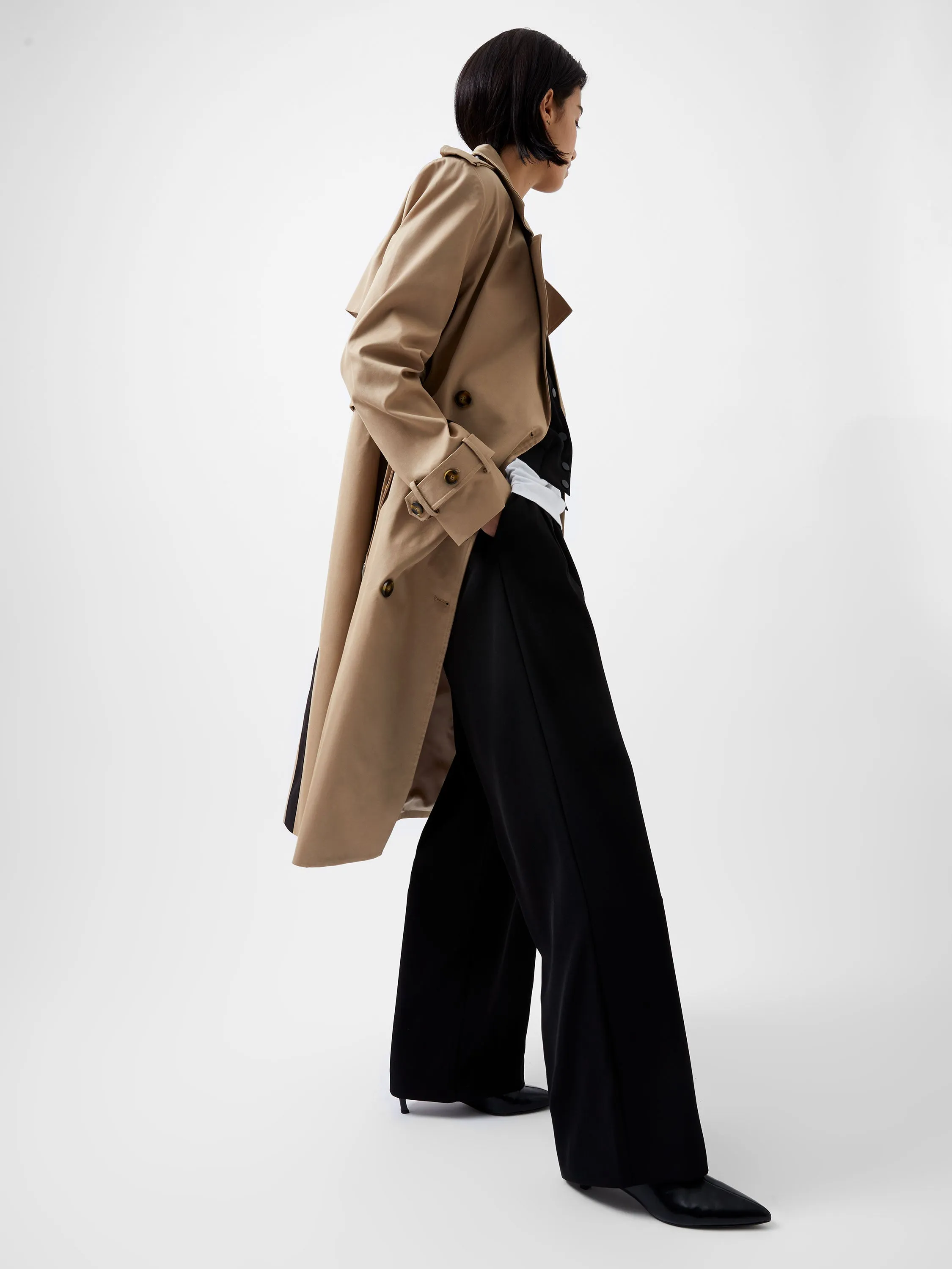 French Connection Coco Twill Trench Coat-Autumn Caramel-70XAO