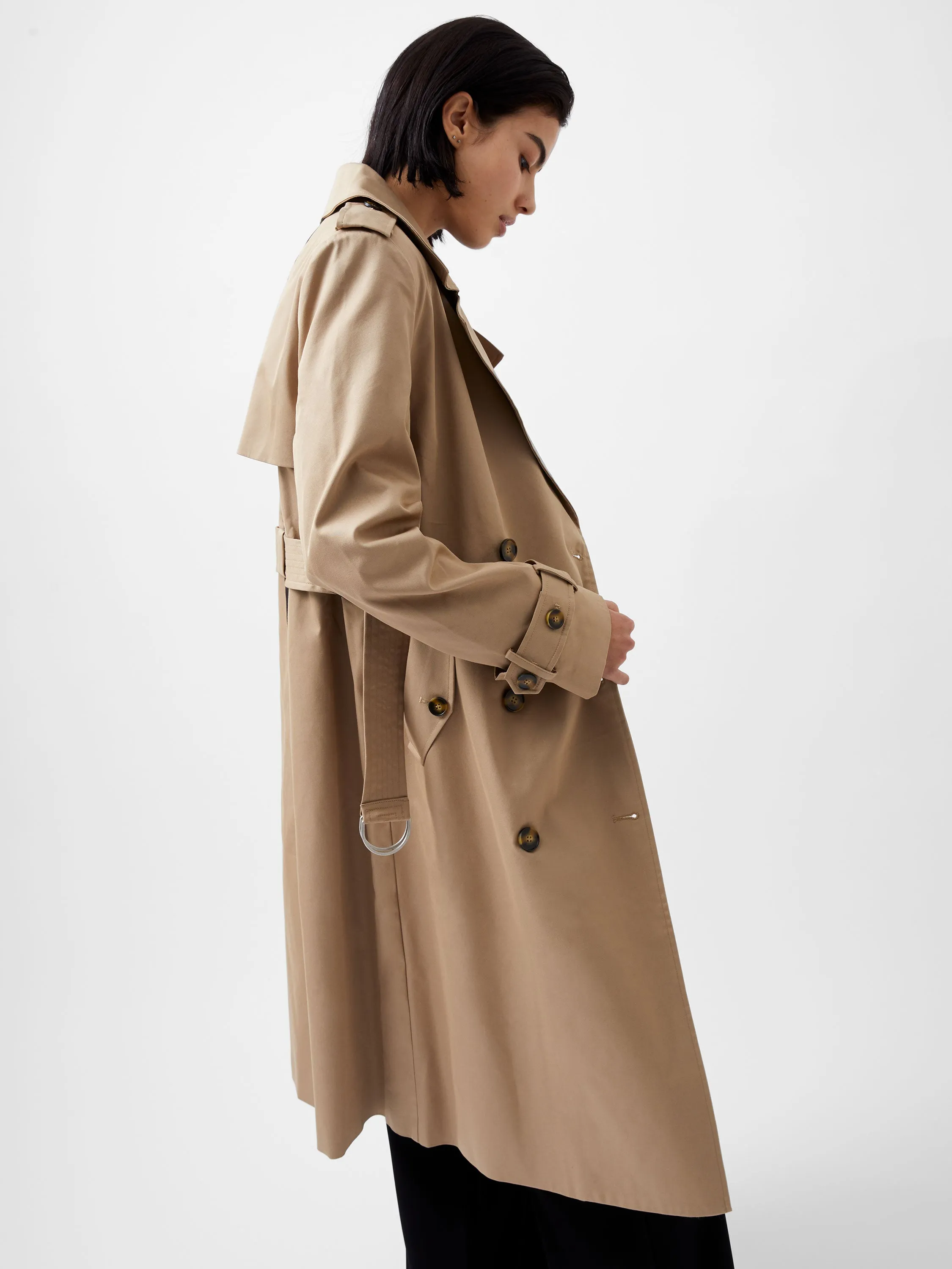 French Connection Coco Twill Trench Coat-Autumn Caramel-70XAO