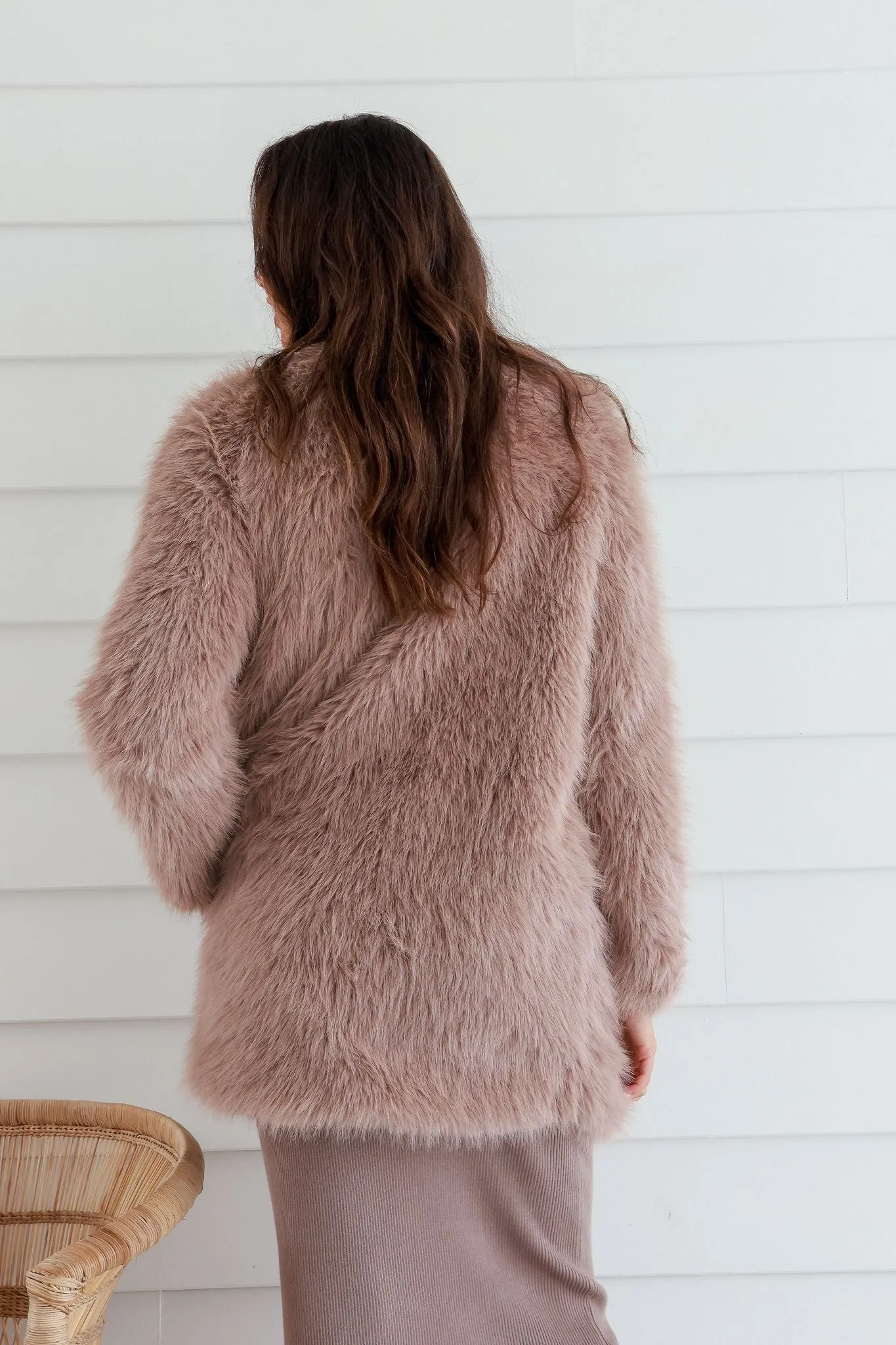 Gia Faux Fur Coat Moccha