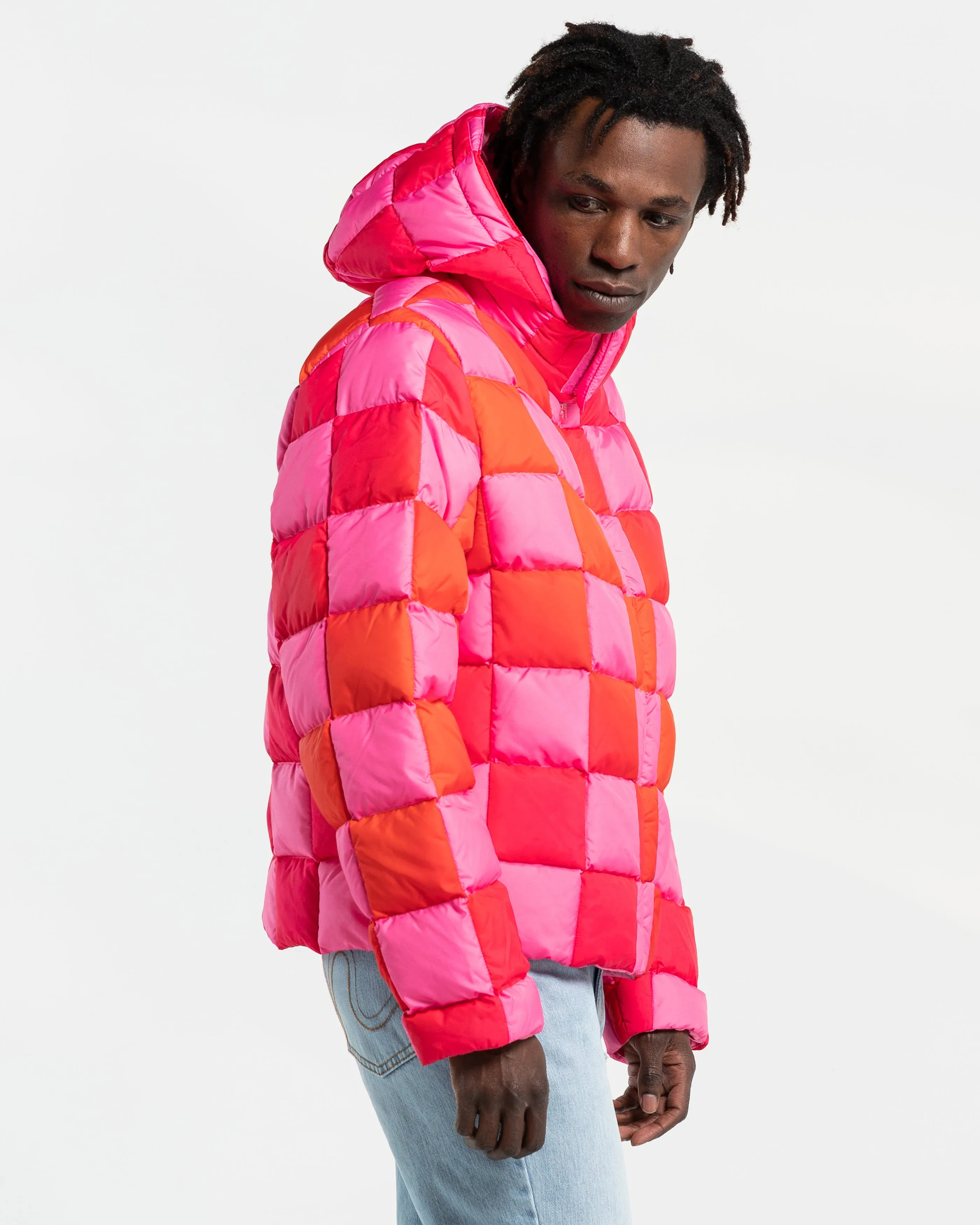 Gradient Puffer Coat in Pink