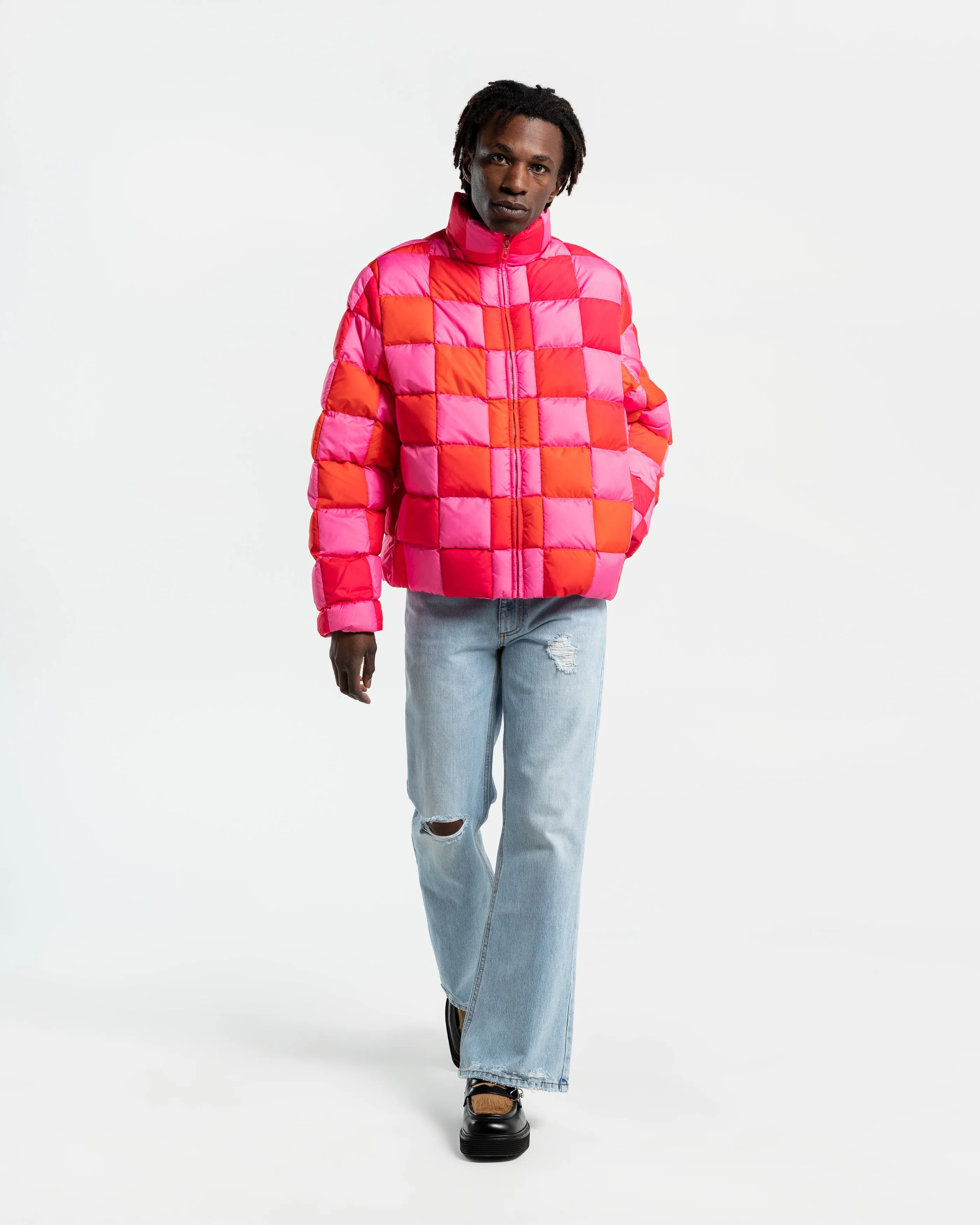 Gradient Puffer Coat in Pink