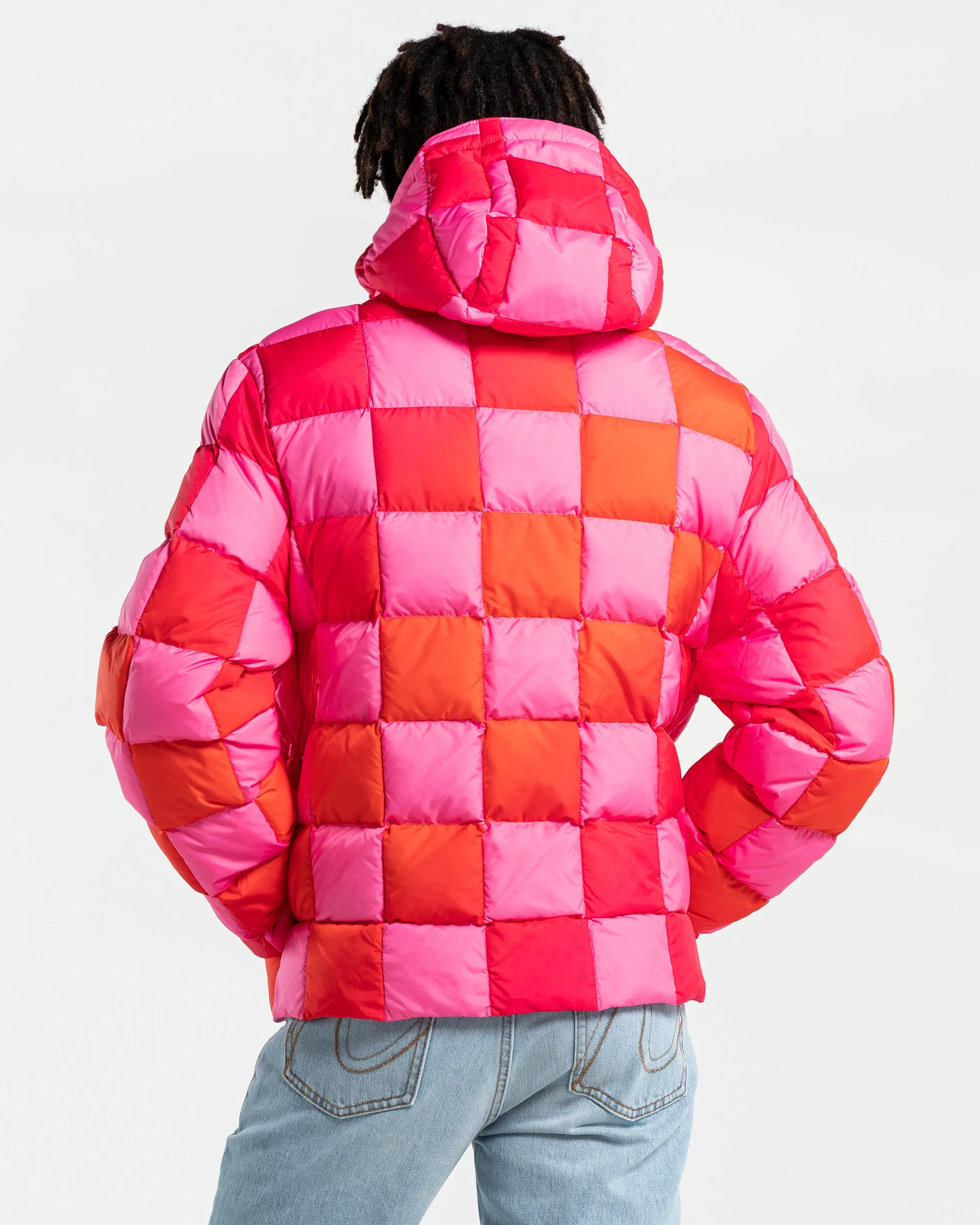 Gradient Puffer Coat in Pink