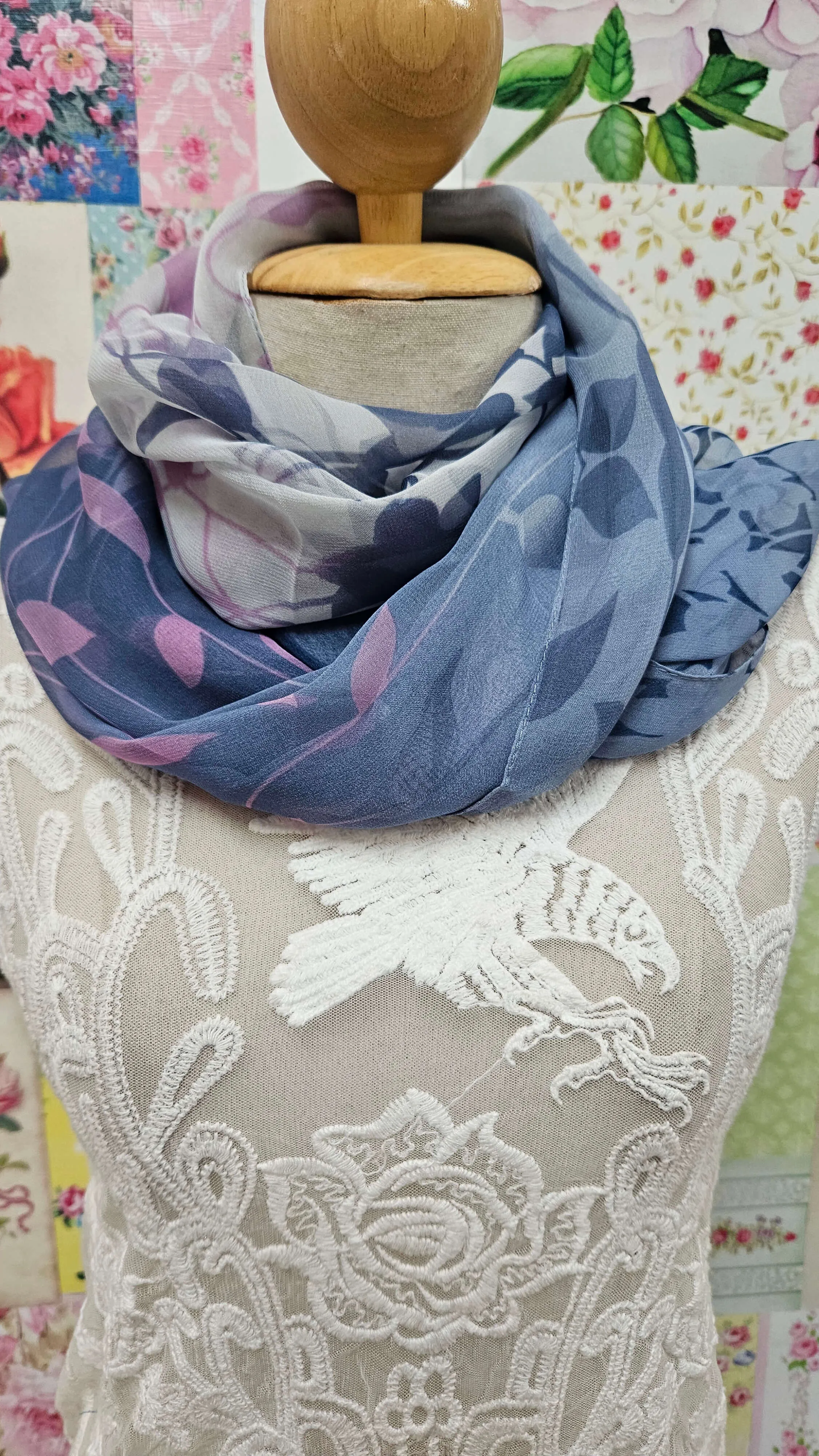 Grey & Mauve Chiffon Scarf SE0294