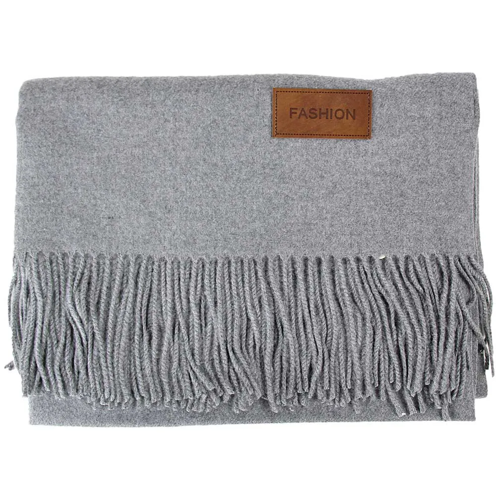 Grey Cashmere Blend Pashmina Scarf