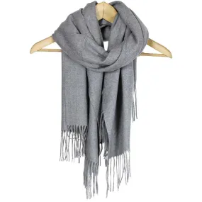 Grey Cashmere Blend Pashmina Scarf