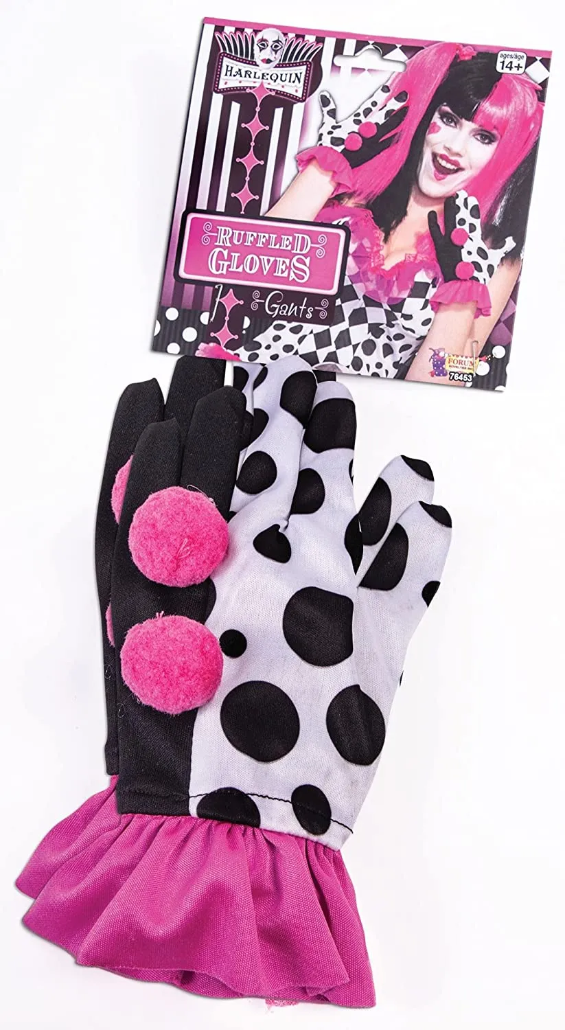 Harlequin Clown Ruffle Gloves