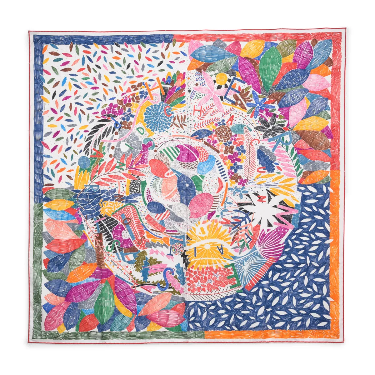 Hermes Multicolour Silk Chacun Fait Son Nid Scarf 90