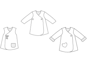 LENA Baby girls tunic wrap jacket sewing pattern Paper pattern