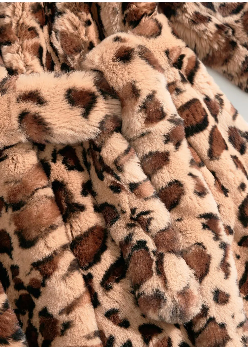 Leopard Belted Rex Rabbit Fur Coat