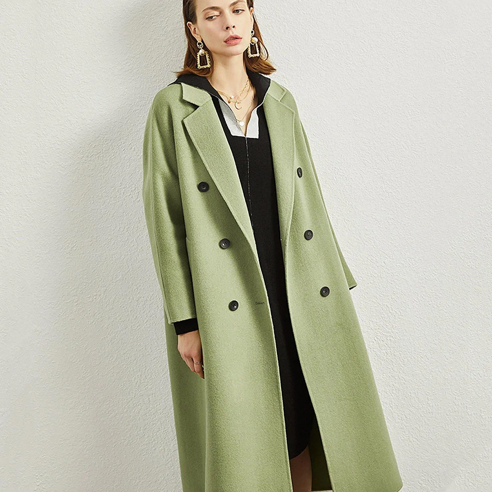 Light Green 100% Wool Coat