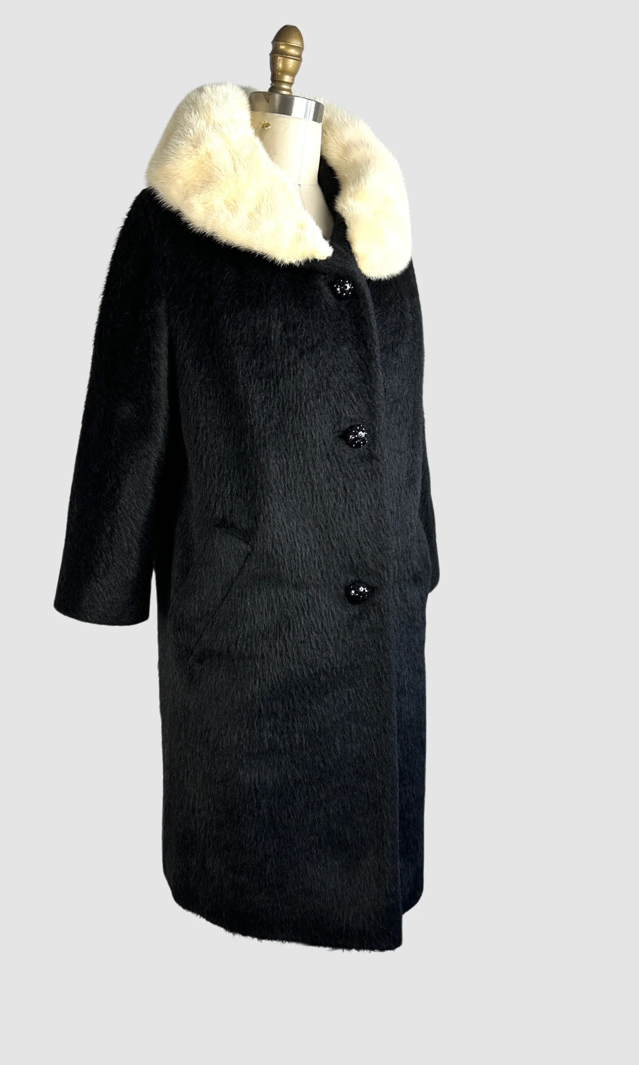 LILLI ANN 50s Mohair Coat with Mink Fur Collar  Small Medium