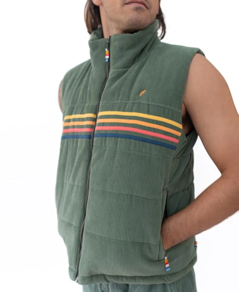 Lofoten Cord Puffer Vest | Khaki