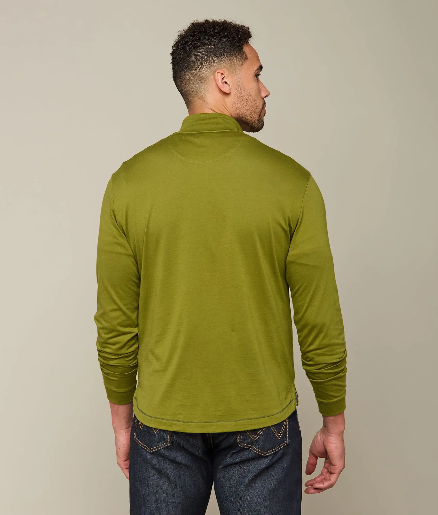 Lucchese Pima Cotton Quarter Zip :: Olive