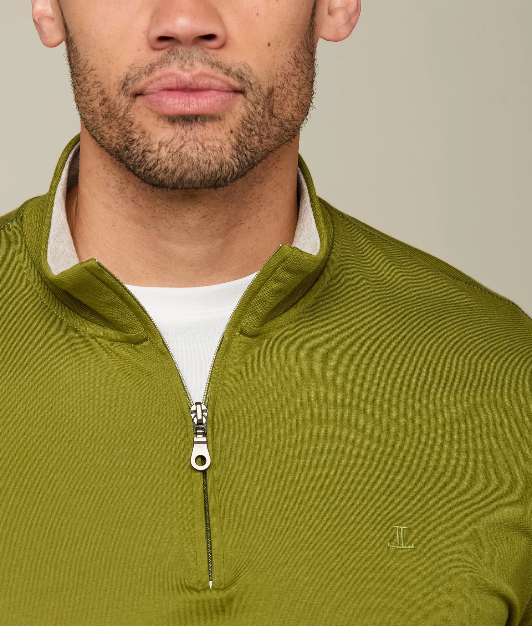 Lucchese Pima Cotton Quarter Zip :: Olive