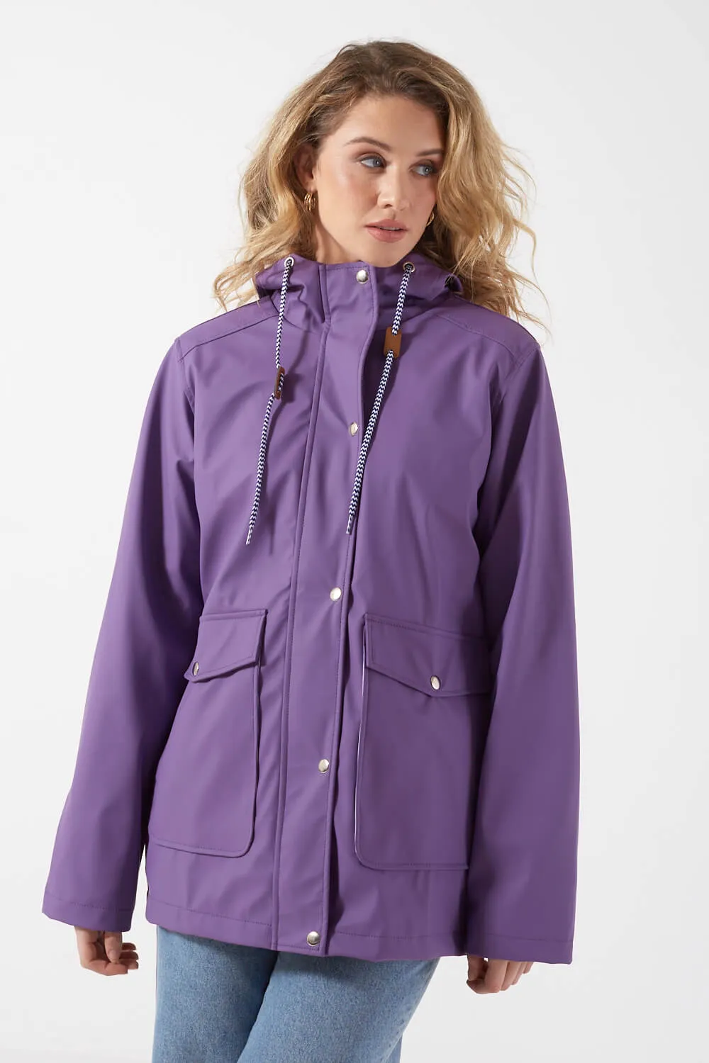 Marc Angelo Lily Stripe Lined Raincoat in Purple