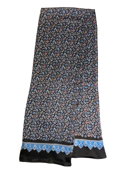 Navy Paisley 100% Silk Scarf 157 x 27 cm