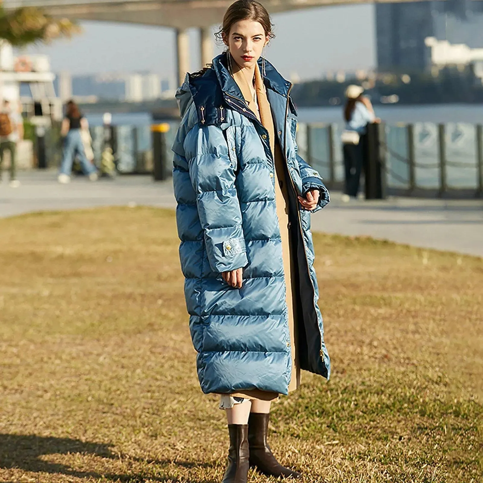 Oversized Hood Long Down Puffer Coat