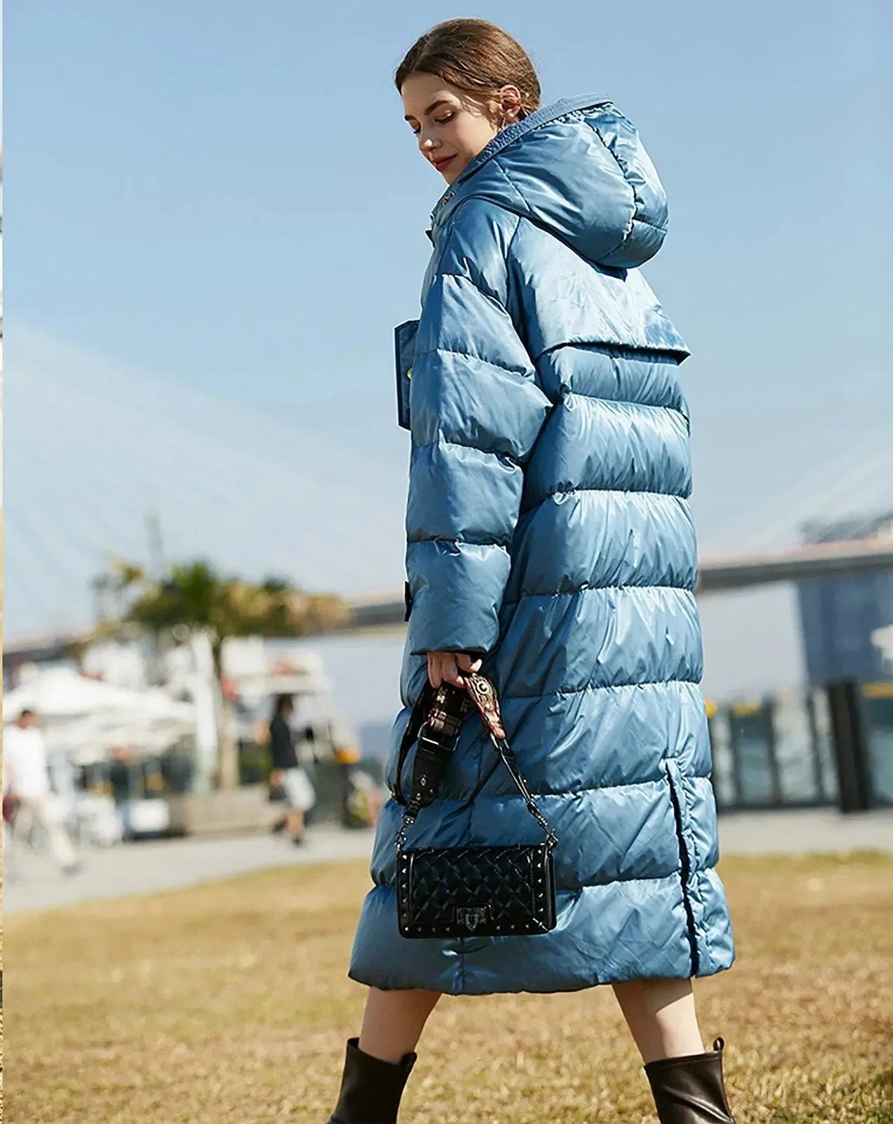 Oversized Hood Long Down Puffer Coat