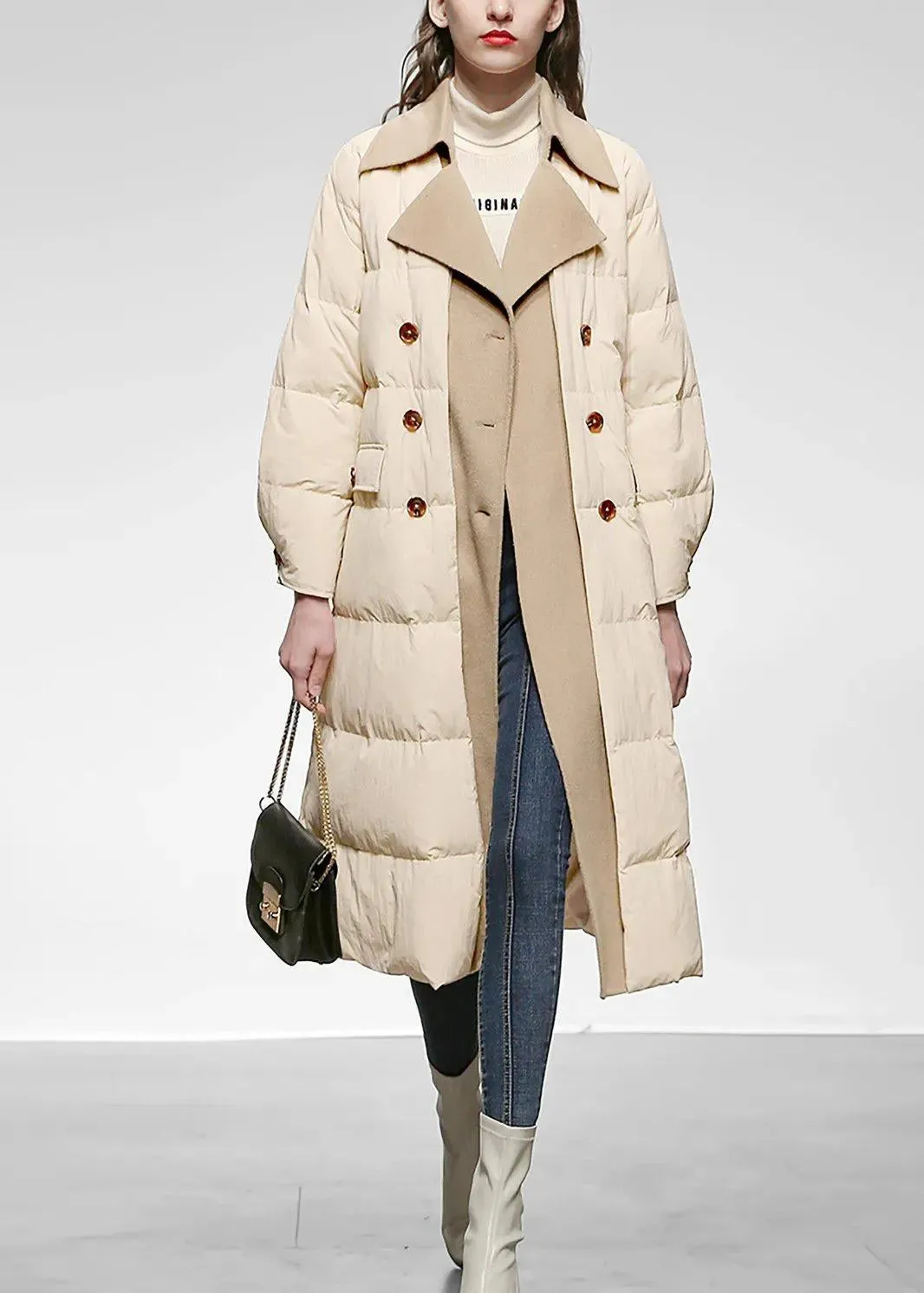 Patchwork Ivory Down Fill Coat