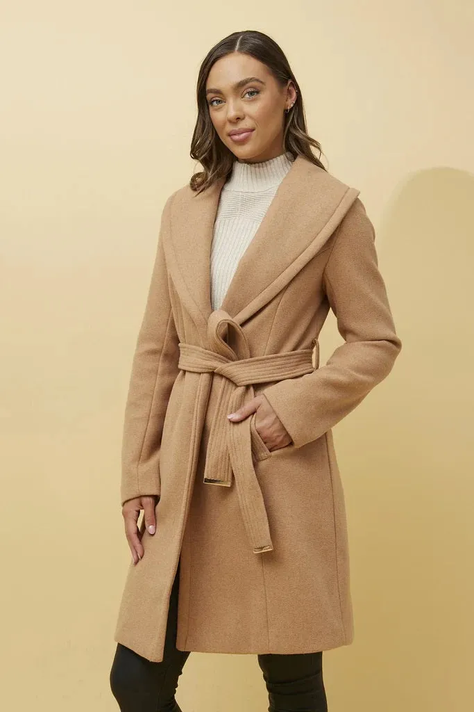 Phoebe Wrap Coat Camel