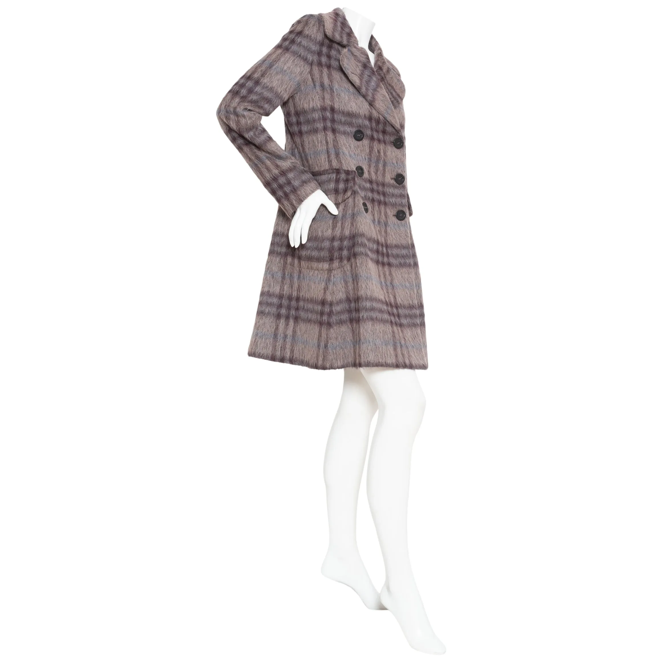 Plaid Print Wool and Alpaca-Blend Trench Coat