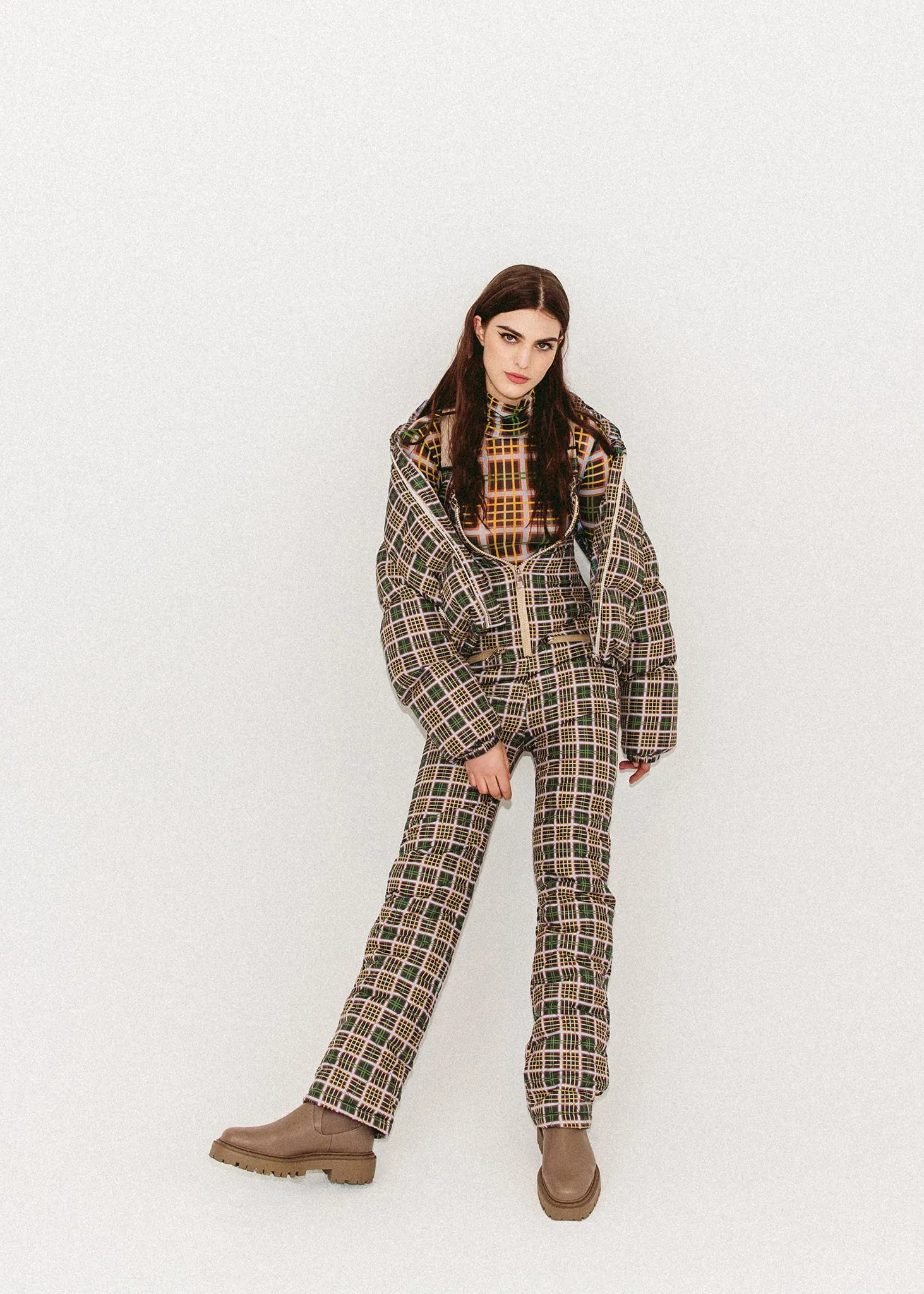 Plaid Printed Puffer