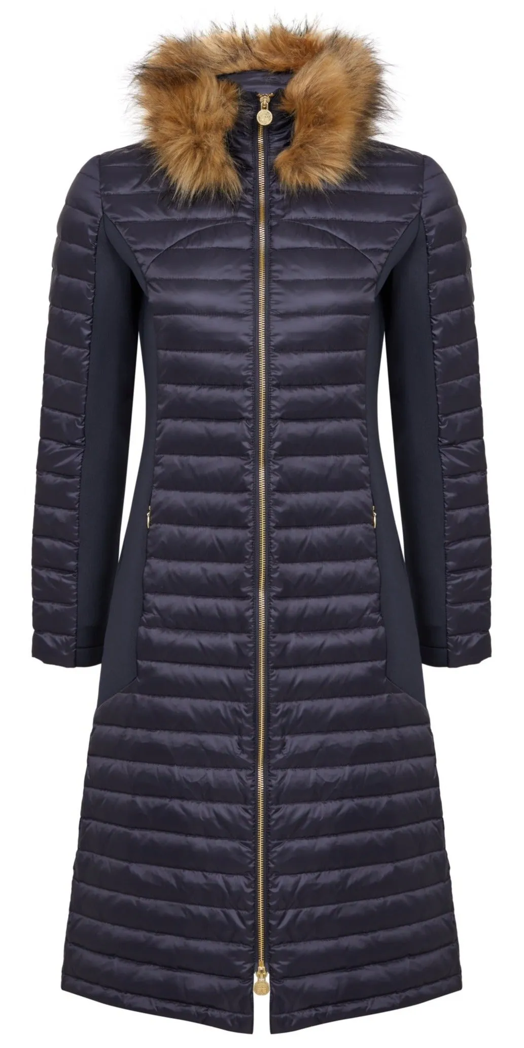 Puffer Coat Navy - Luxe Faux Fur Collar - 50% OFF