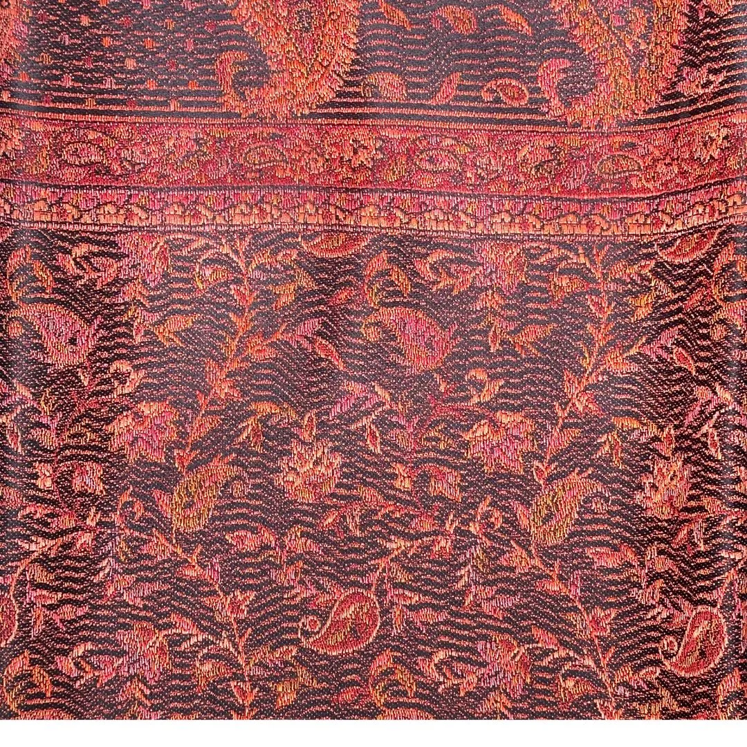 Reversible Paisley Red Silk Scarf