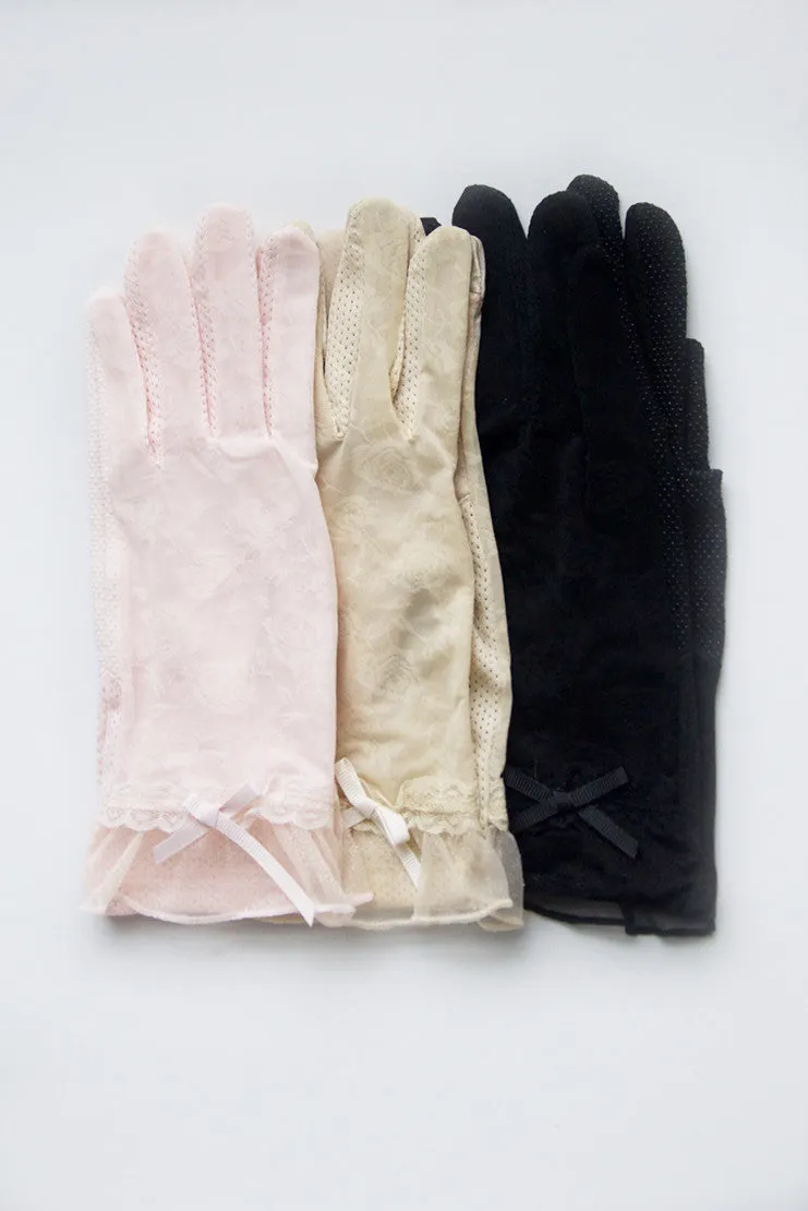 “Rosey Lace” Tea Time Non-Slip Gloves - Black