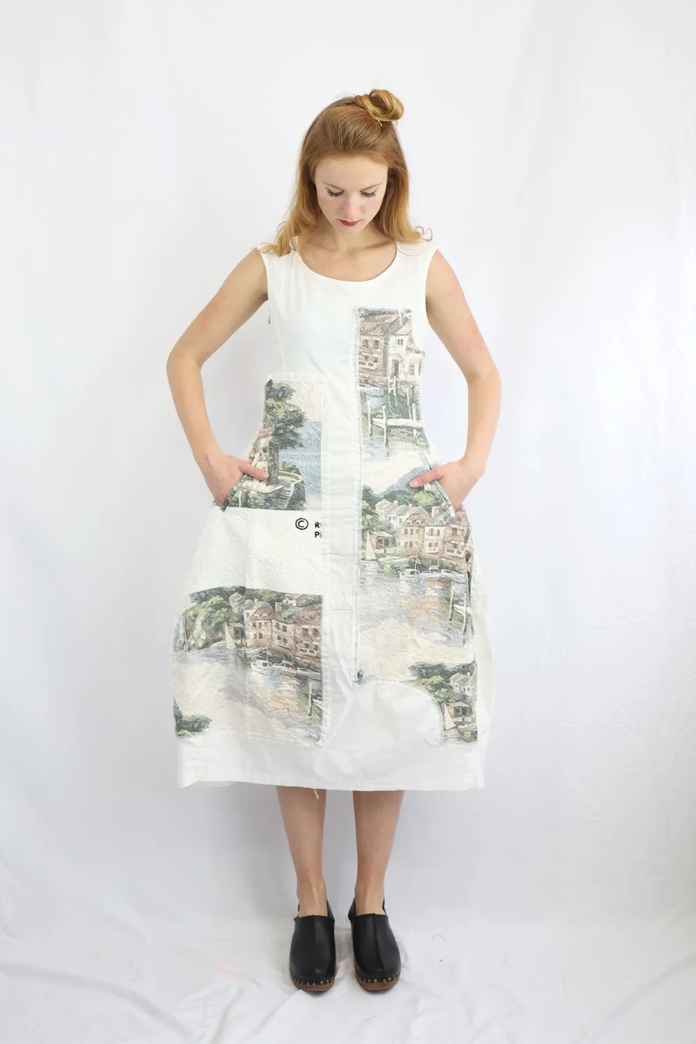 RUNDHOLZ BLACK LABEL LANDSCAPE PRINT COCOON DRESS