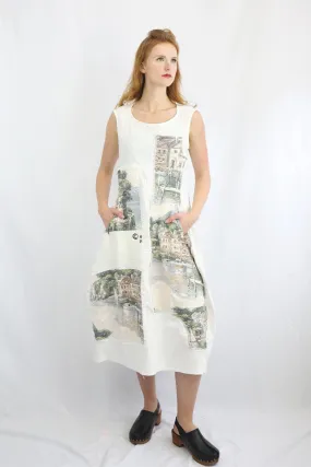 RUNDHOLZ BLACK LABEL LANDSCAPE PRINT COCOON DRESS