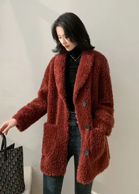 Single Breasted High Pile Fleece Lamb Wool Coat