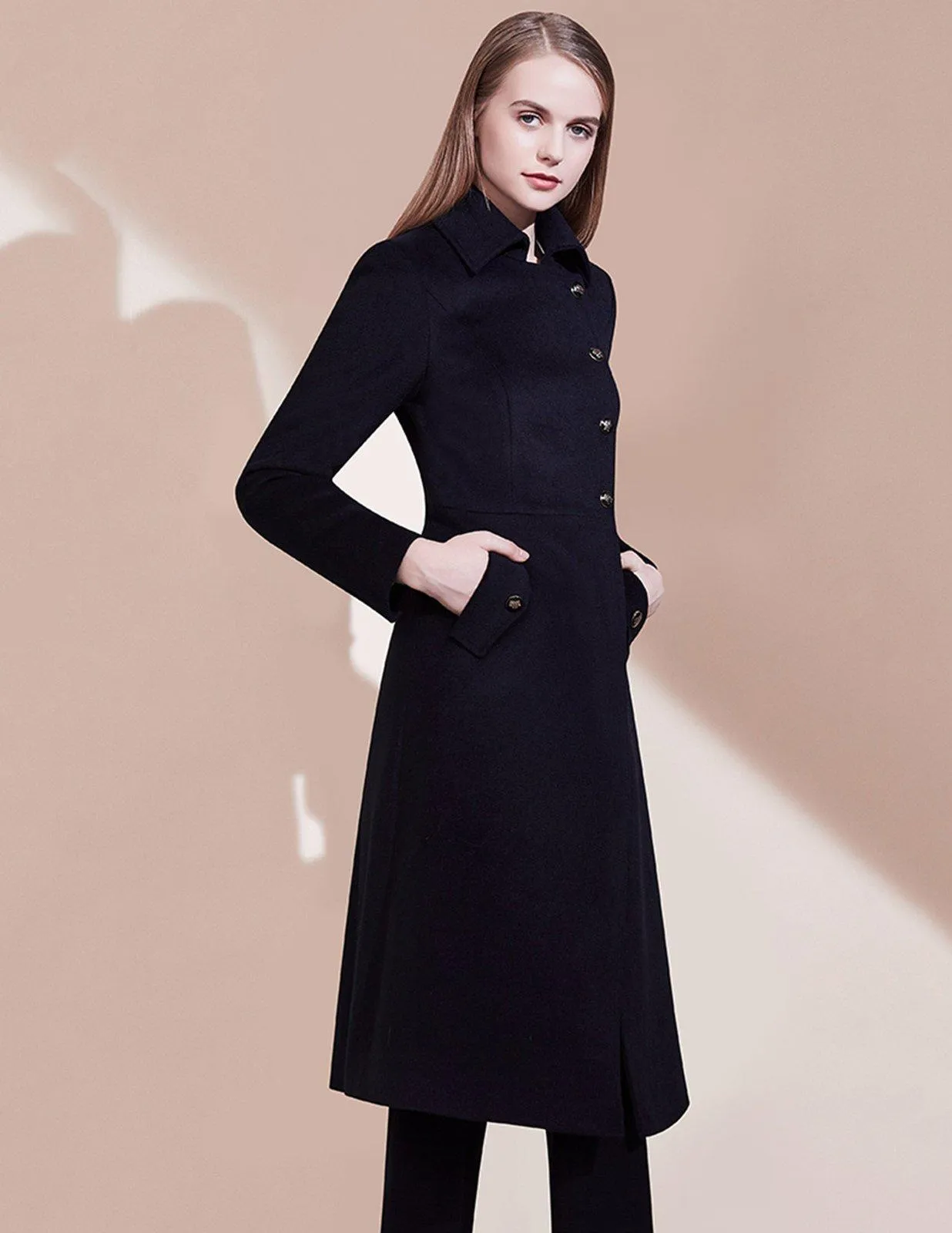 Single Breasted Wool Blend Coat