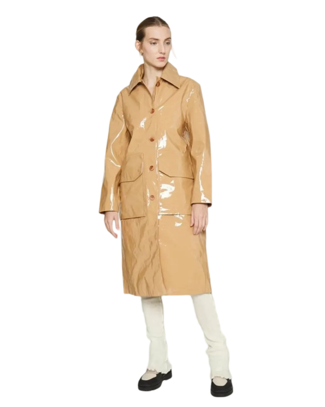 Size XS - Holzweiler Beige Sense Patent Coat