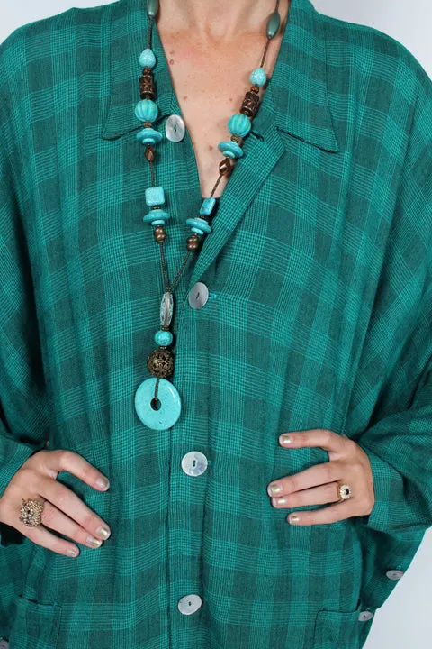 Sunheart Green Plaid Demeter Jacket Lagenlook Boho Hippie Chic Plus Sml-9X