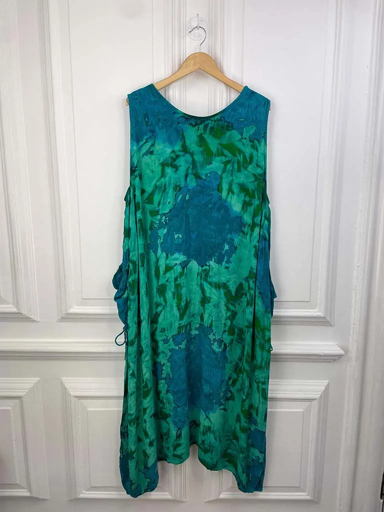 Tie Dye Pocket Cocoon Dress - Sea Green