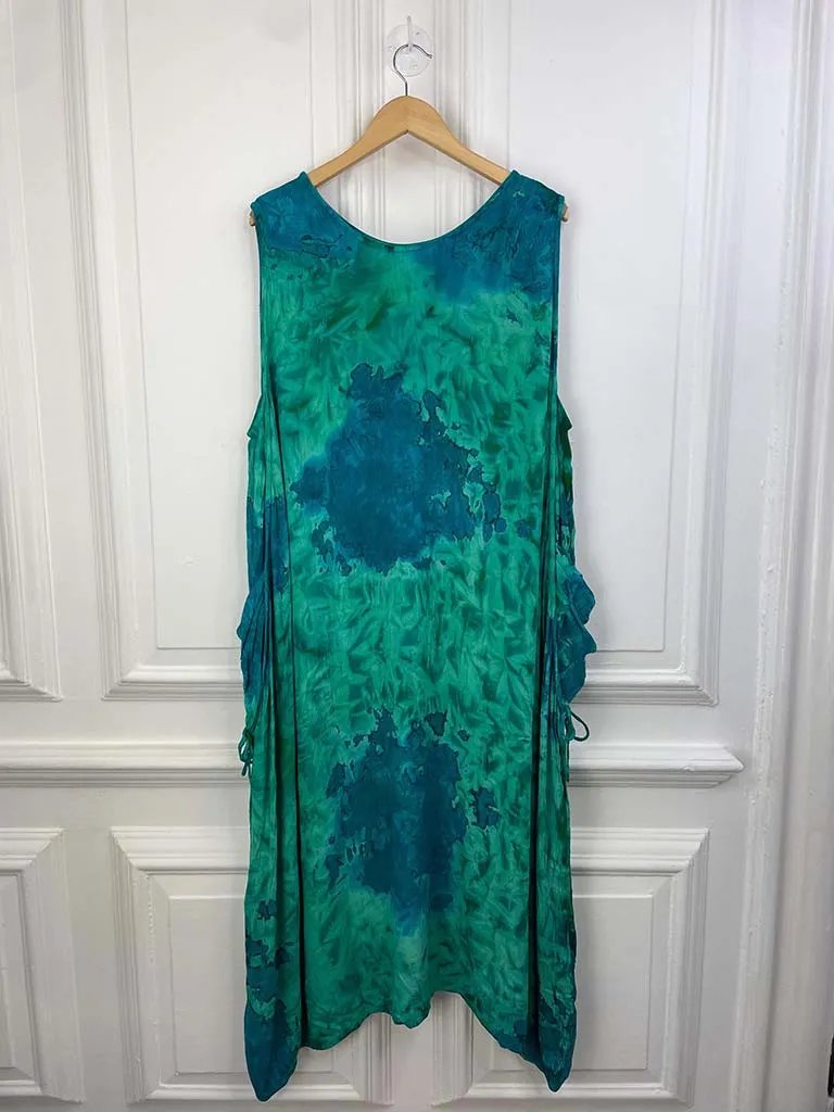 Tie Dye Pocket Cocoon Dress - Sea Green