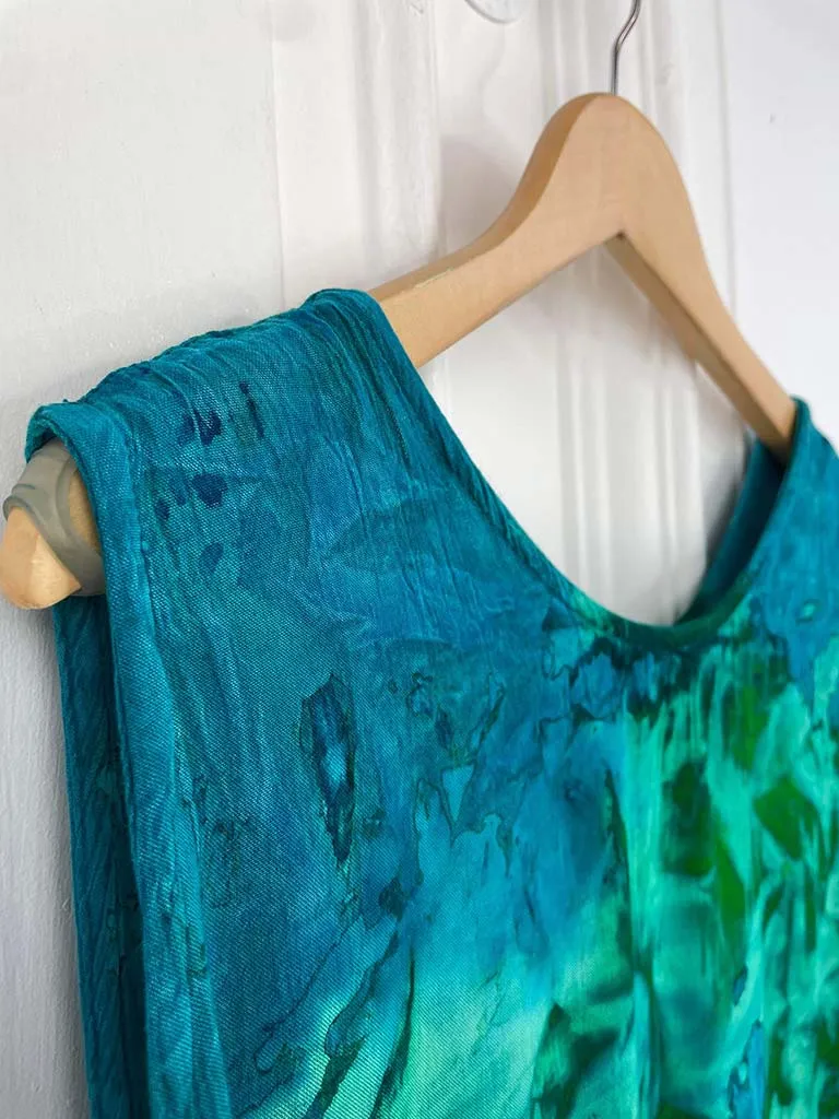 Tie Dye Pocket Cocoon Dress - Sea Green