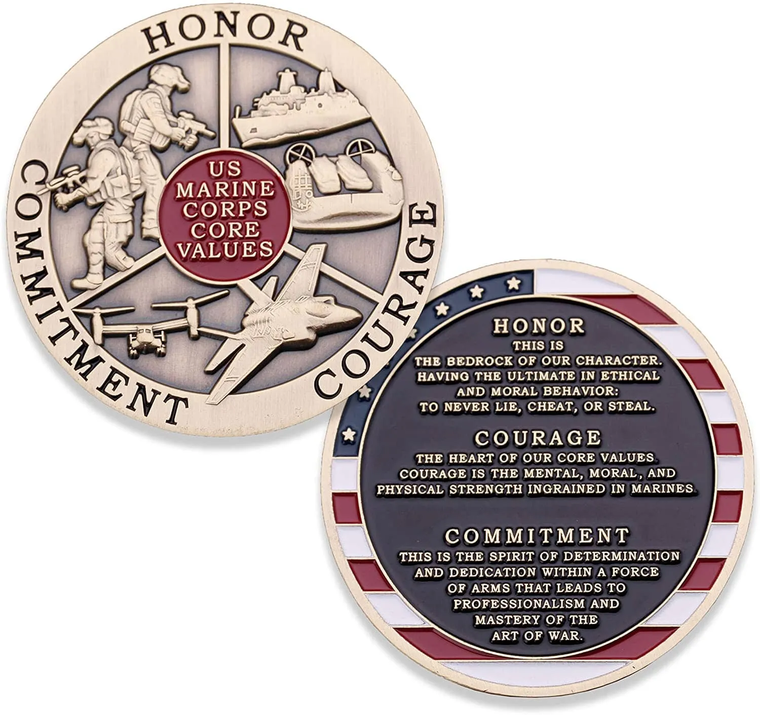 United States Marine Corps Core Values Challenge Coin 1-Pack (Single Coin)