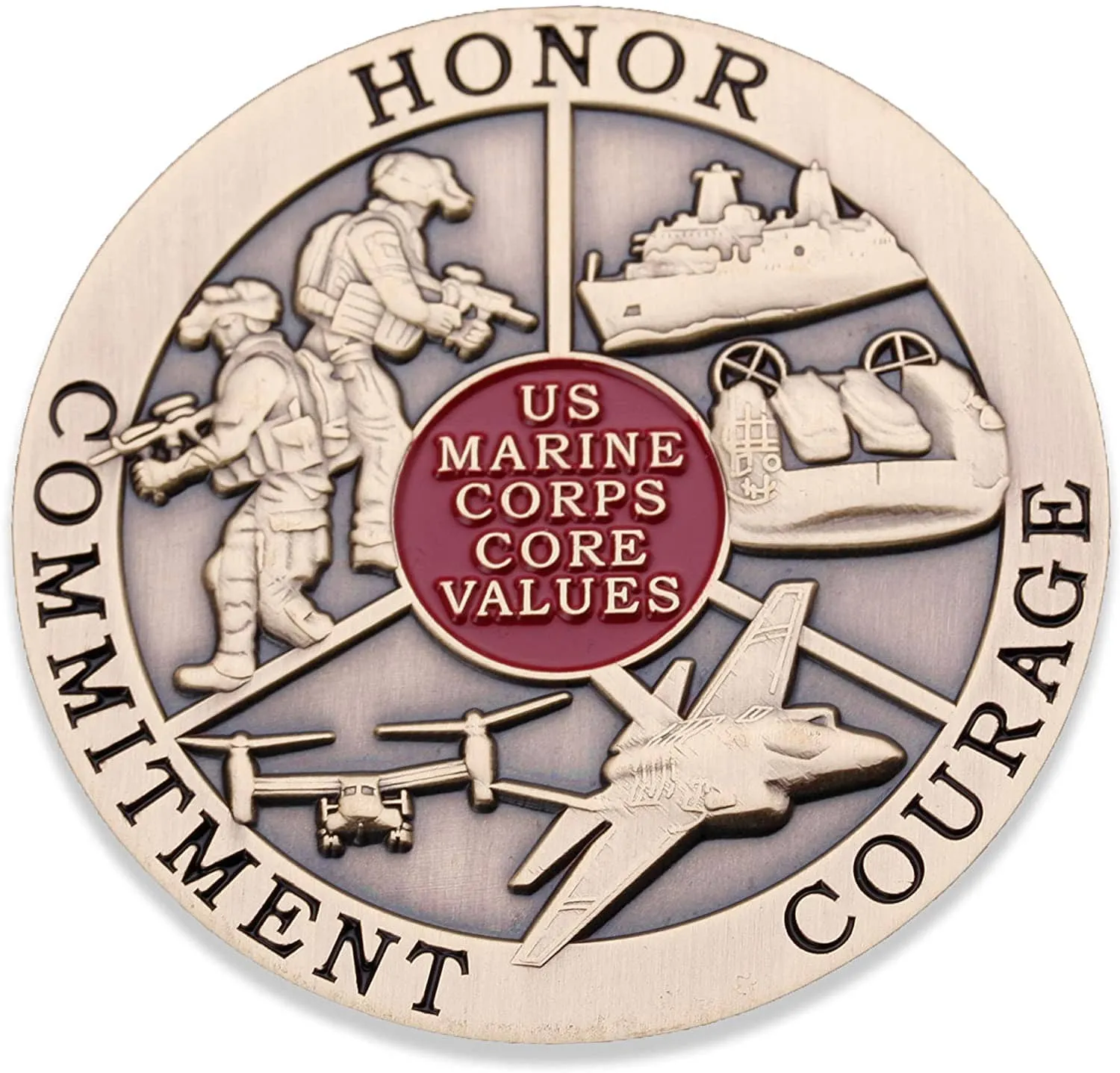 United States Marine Corps Core Values Challenge Coin 1-Pack (Single Coin)