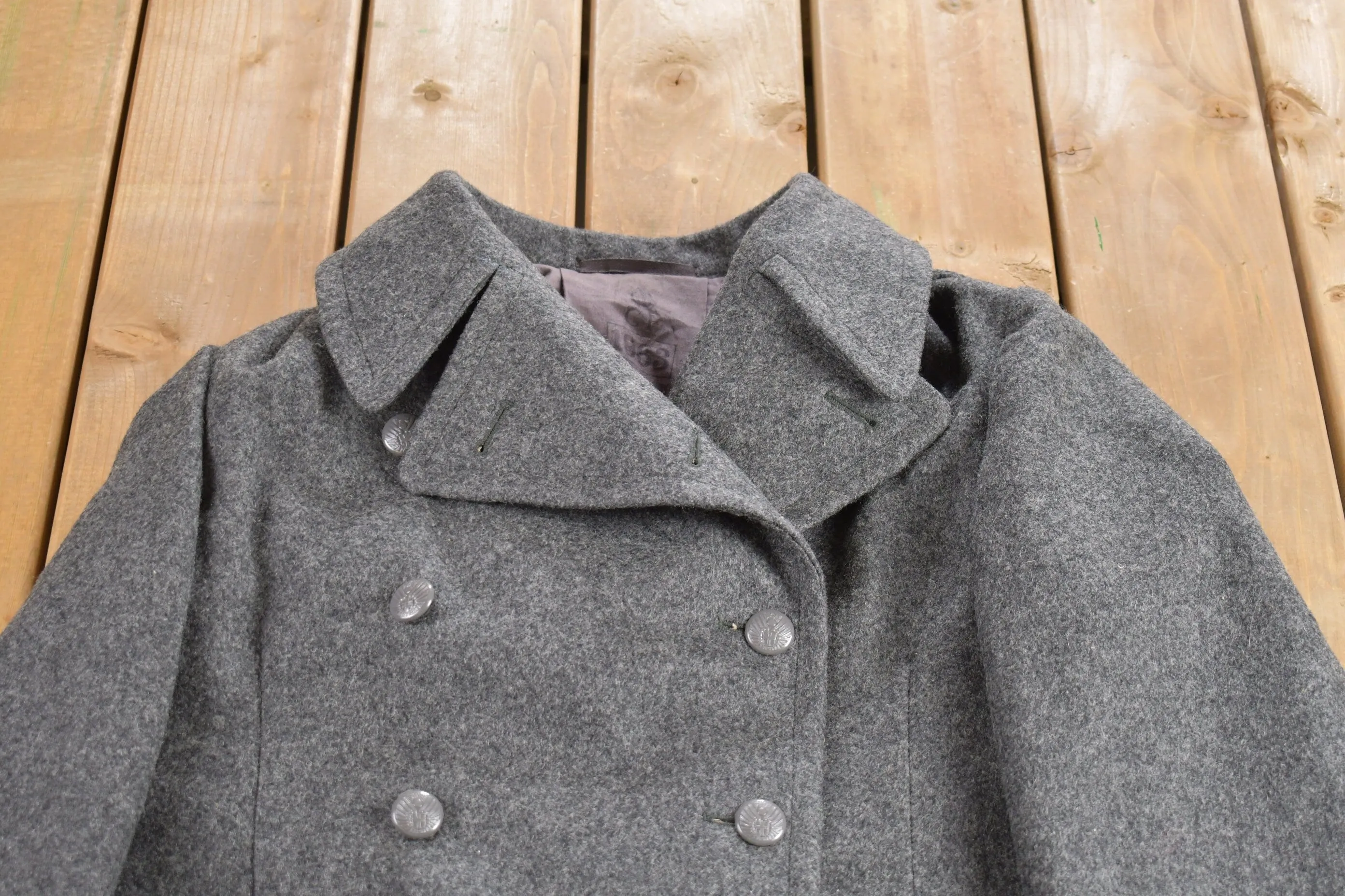 Vintage 1963 Danish Military Wool Over Coat / Wool Jacket  / 60s Jacket / Danish Military / Winter / Cozy Trench Coat / 60s / KL 96