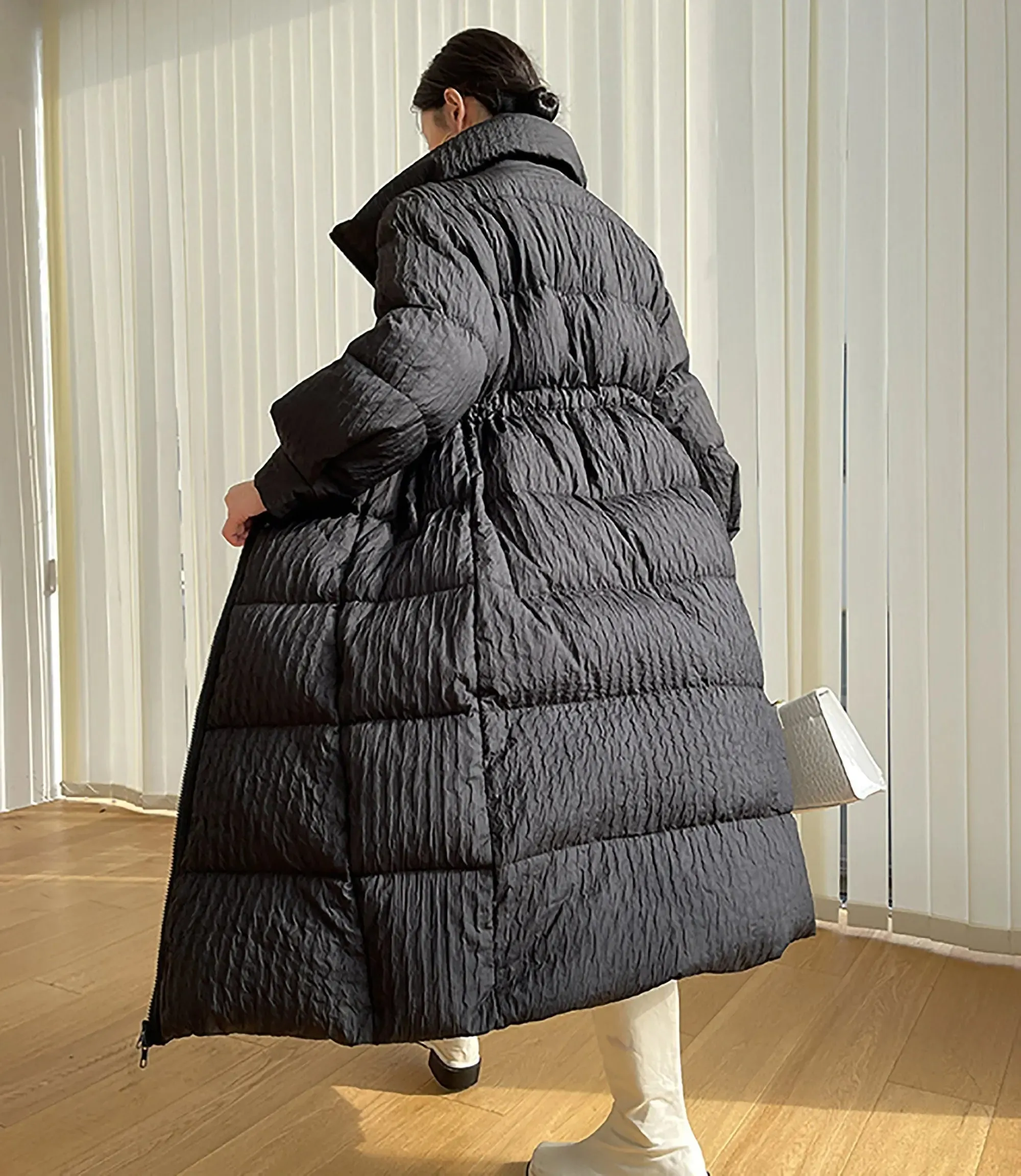 Women Black Long Down Coat,Oversize Down Jacket,Black Puffer Coat,Casual Warm Puffy Coat,Quilted Down Puffer Padded Coat,Warm Puffy Coat