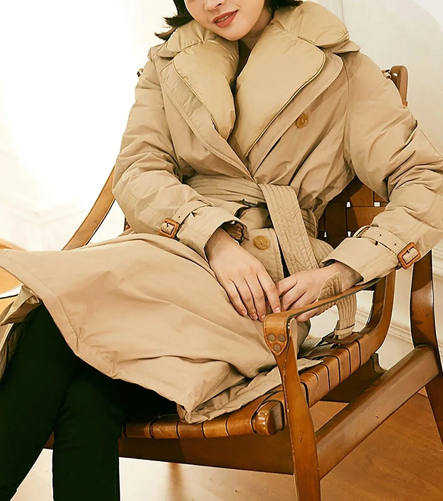 Women Long Down Coat,Khaki Thick Down Coat,Double breasted down coat,Warm Puffy Coat,Warm Winter Coat,Khaki Down Puffer Coat,Down Overcoat