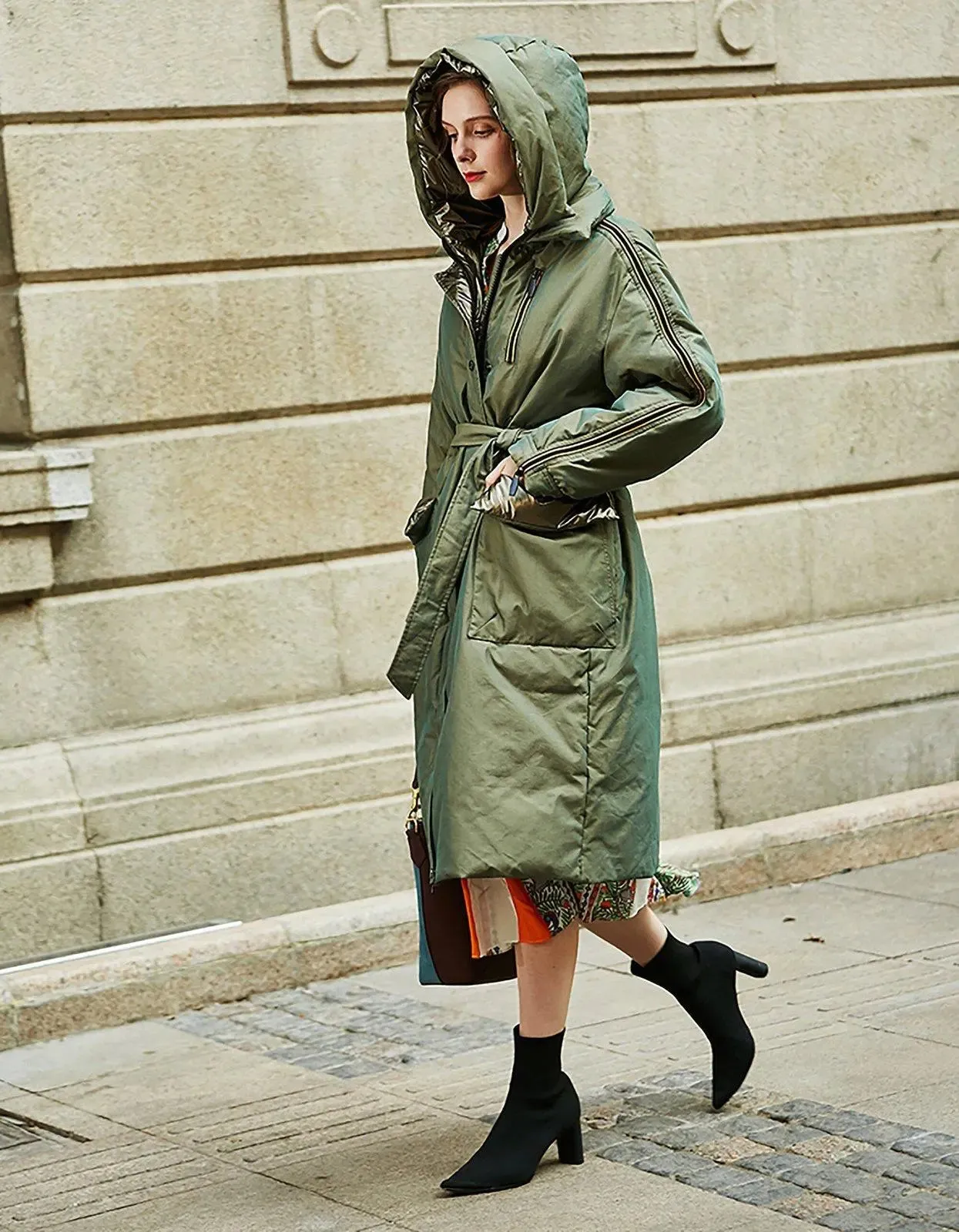 Women Long Hooded Down Coat,Hooded Long Down Coat,Green Down Puffer Coat,Warm Puffy Coat,Winter Coat Women,Oversize Down Coat,Quilted Puffer