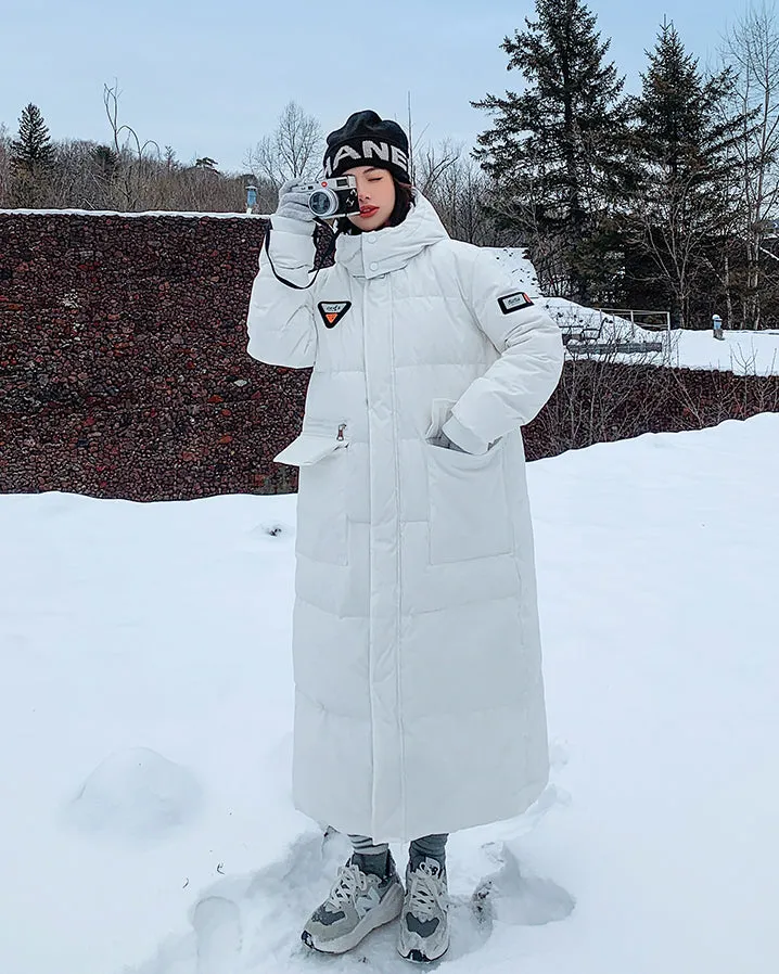 Women Oversize Long Quilted Puffer Parka Coat White Long Warm Coat Black Loose Winter Coat