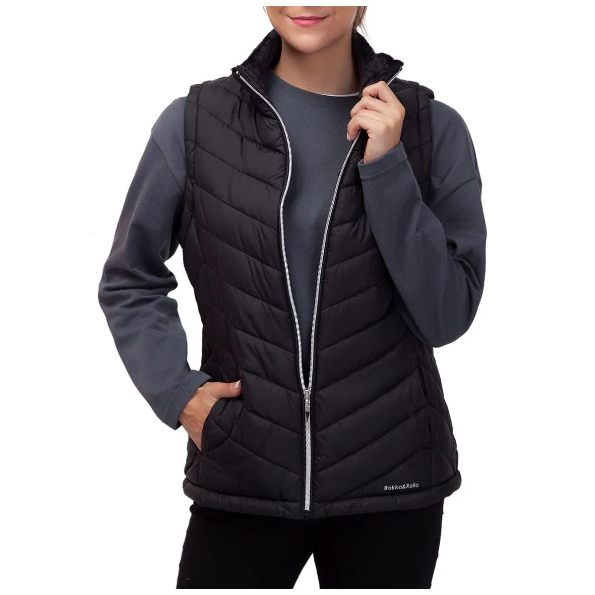 Women's Quilted Faux Fur Puffer Vest