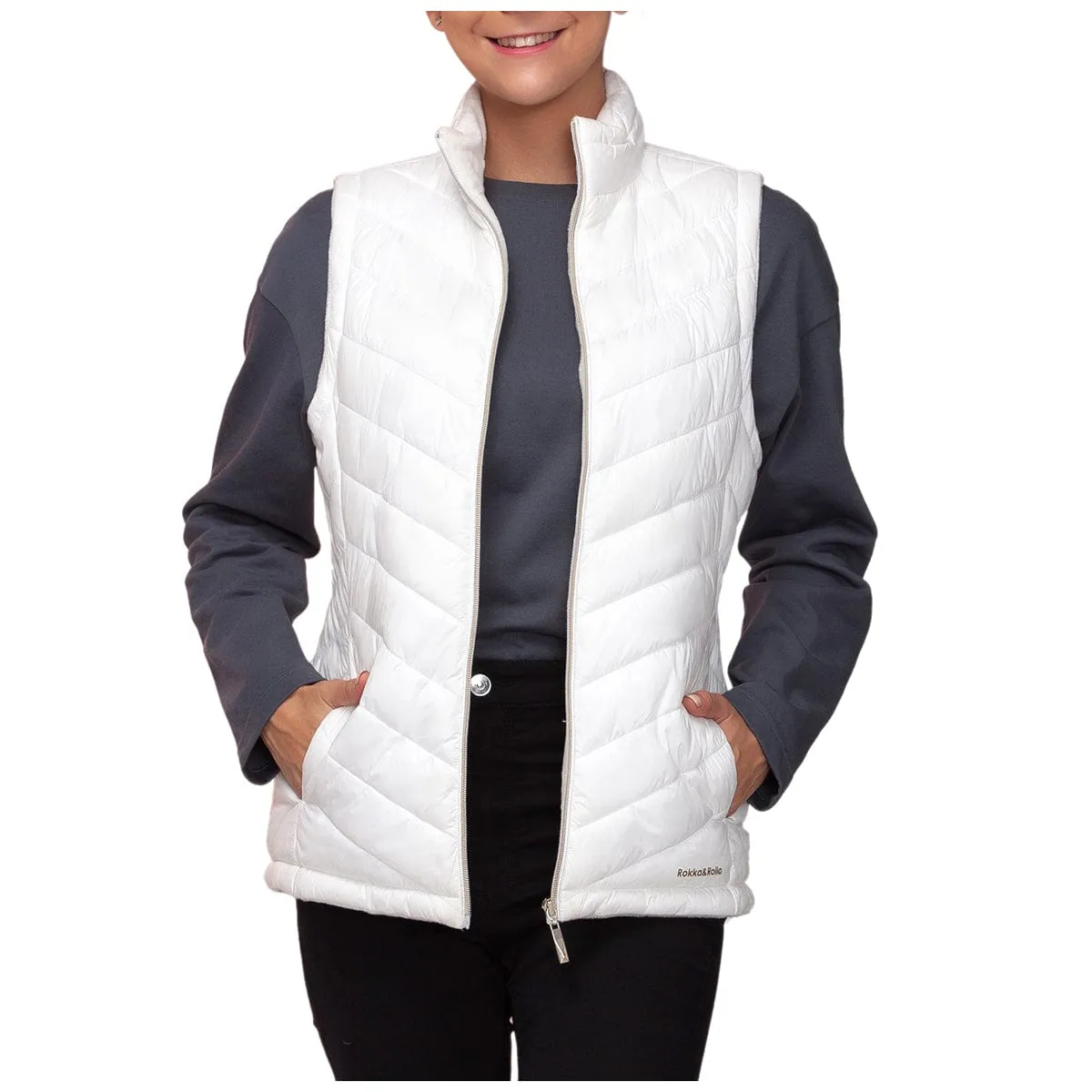 Women's Quilted Faux Fur Puffer Vest