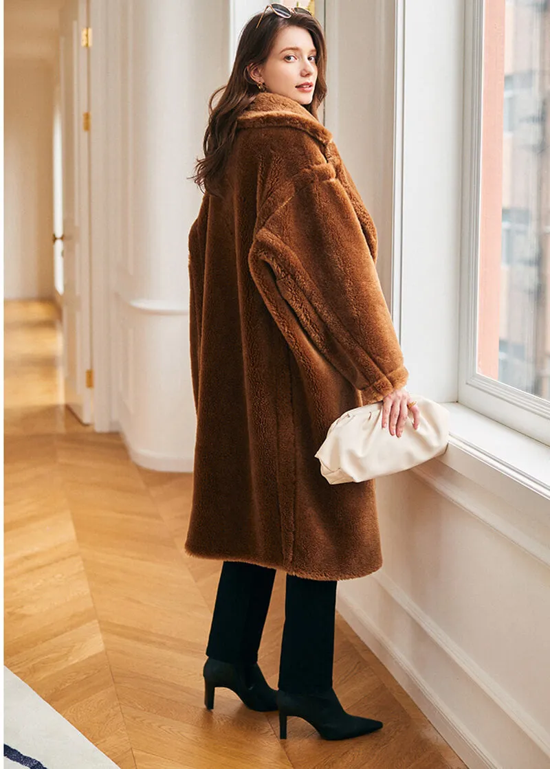 Wool Fur Two Button Teddy Coat