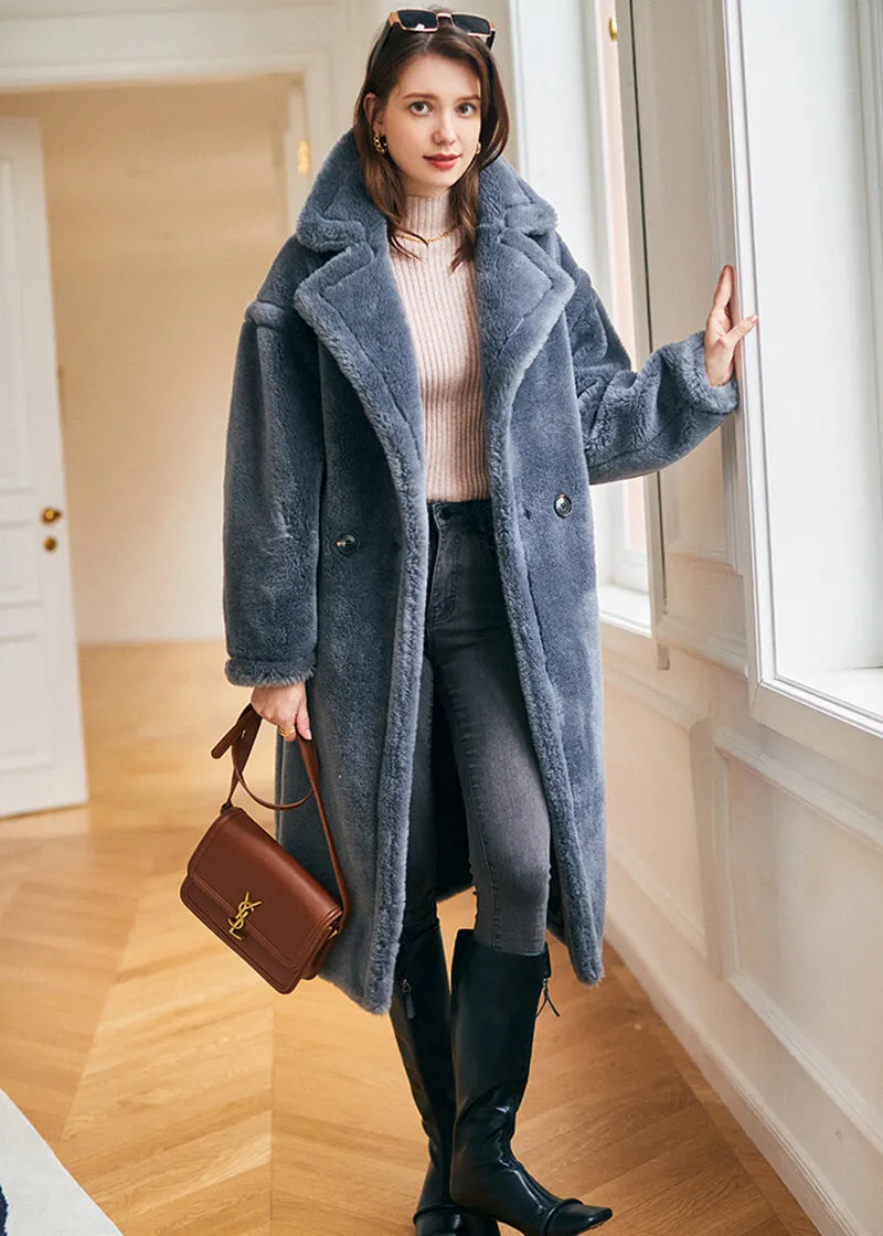 Wool Fur Two Button Teddy Coat